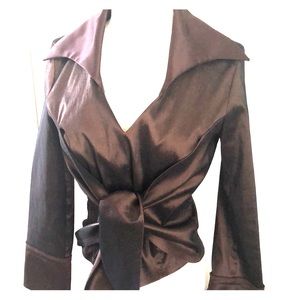 Veronique Young tie-waist formal blouse
